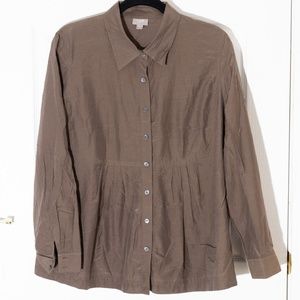 Khaki Silk/Cotton J. Jill Blouse Large